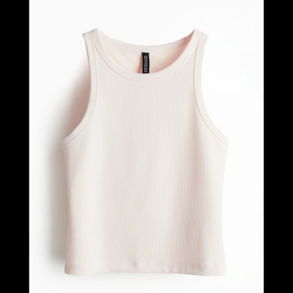 H&M Ribbed Tank Top Light Pink Size Large NEW